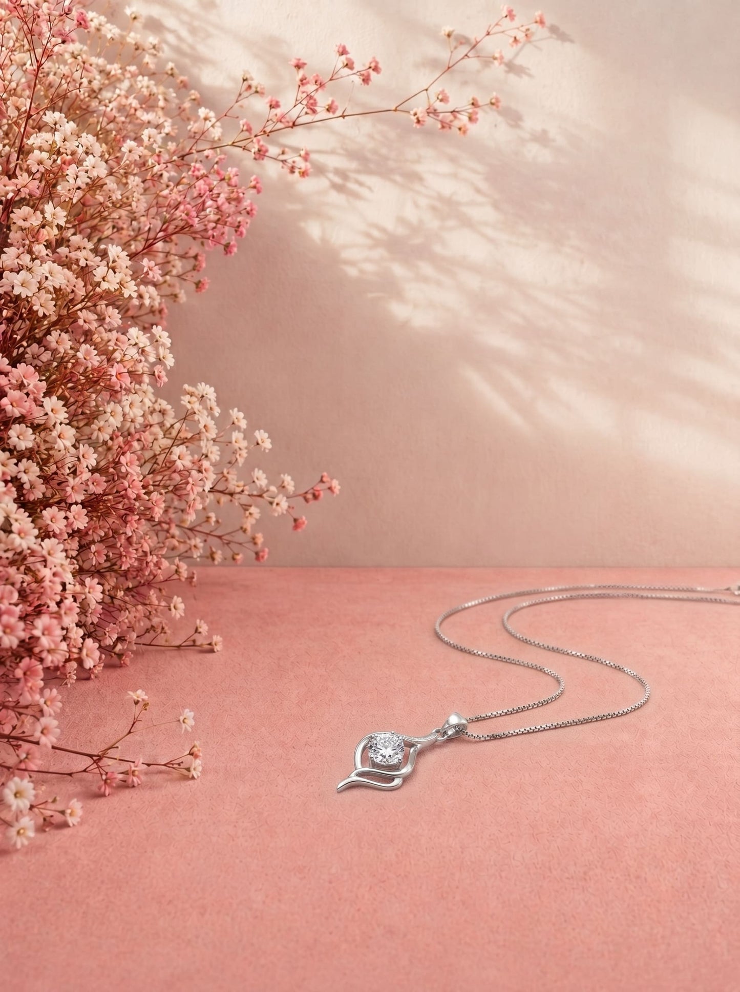 SOLIS Korean Zircon Pendant | White Zircon & Rhodium Finish