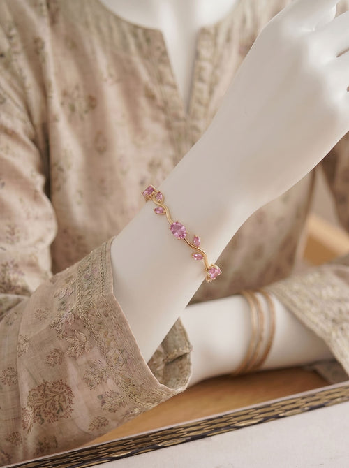 Rosé Vine Blossom Bracelet | Pink Crystal Floral Bracelet