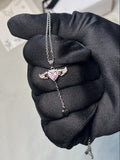 Angel Wing Pink Heart Pendant | Elegant Love Necklace