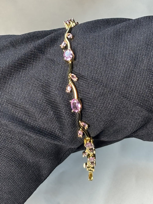 Rosé Vine Blossom Bracelet | Pink Crystal Floral Bracelet