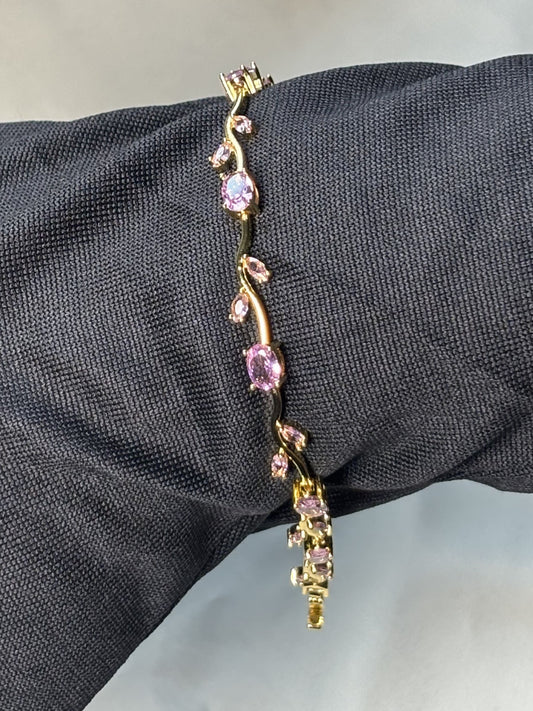 Rosé Vine Blossom Bracelet | Pink Crystal Floral Bracelet