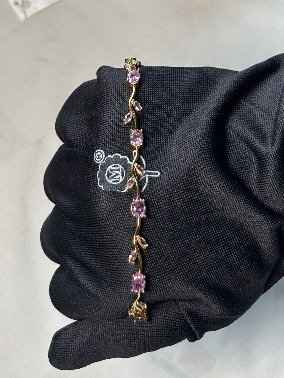 Rosé Vine Blossom Bracelet | Pink Crystal Floral Bracelet