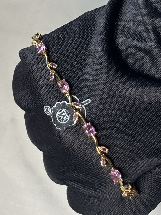 Rosé Vine Blossom Bracelet | Pink Crystal Floral Bracelet
