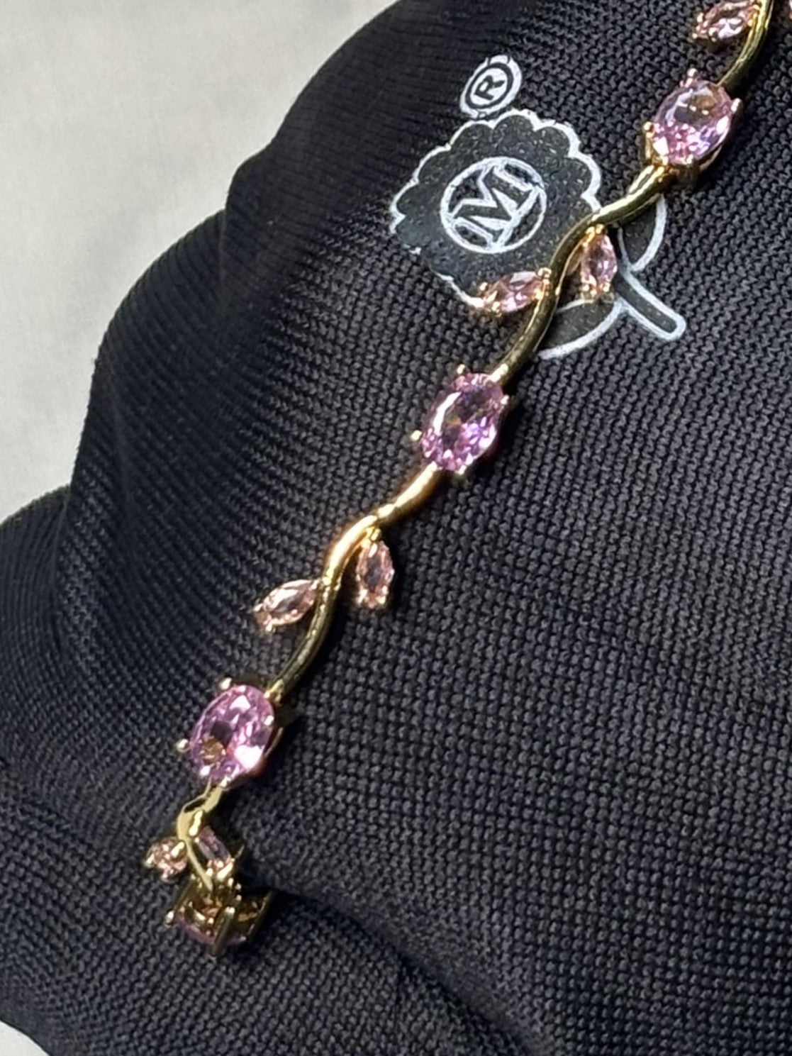 Rosé Vine Blossom Bracelet | Pink Crystal Floral Bracelet