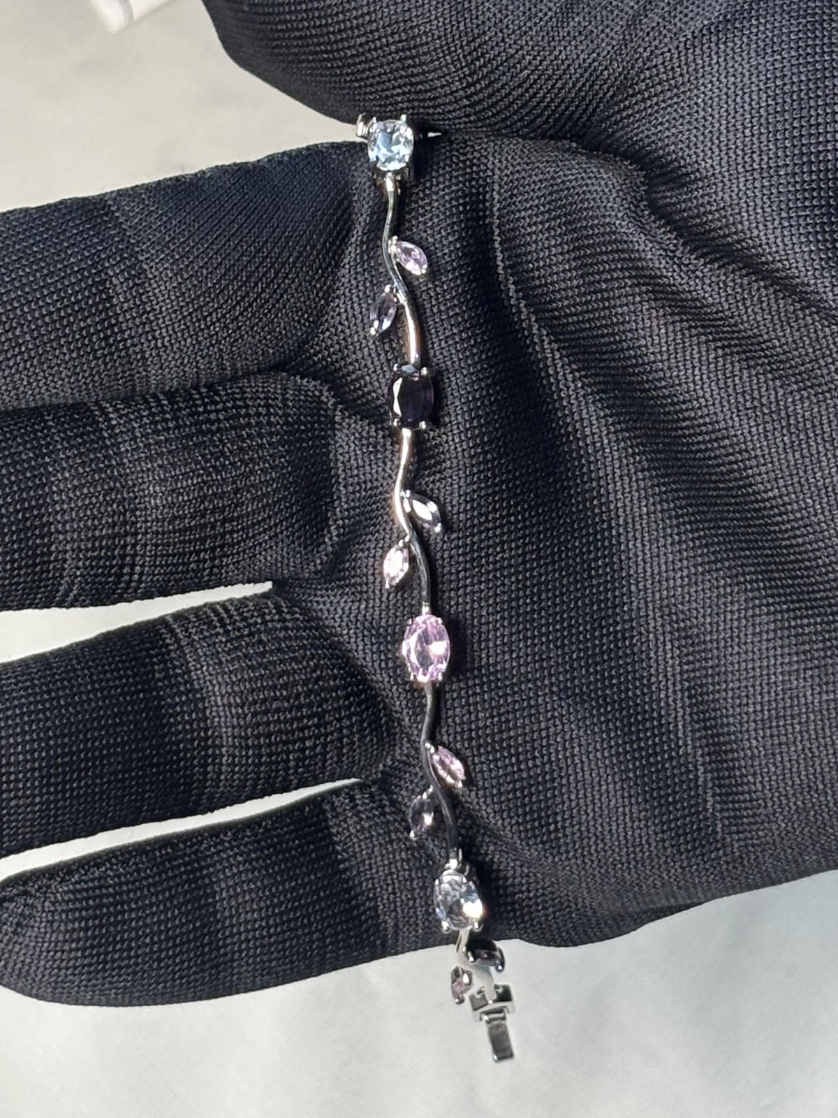 Moonlit Vine Blossom Bracelet | Silver Floral Crystal Bracelet