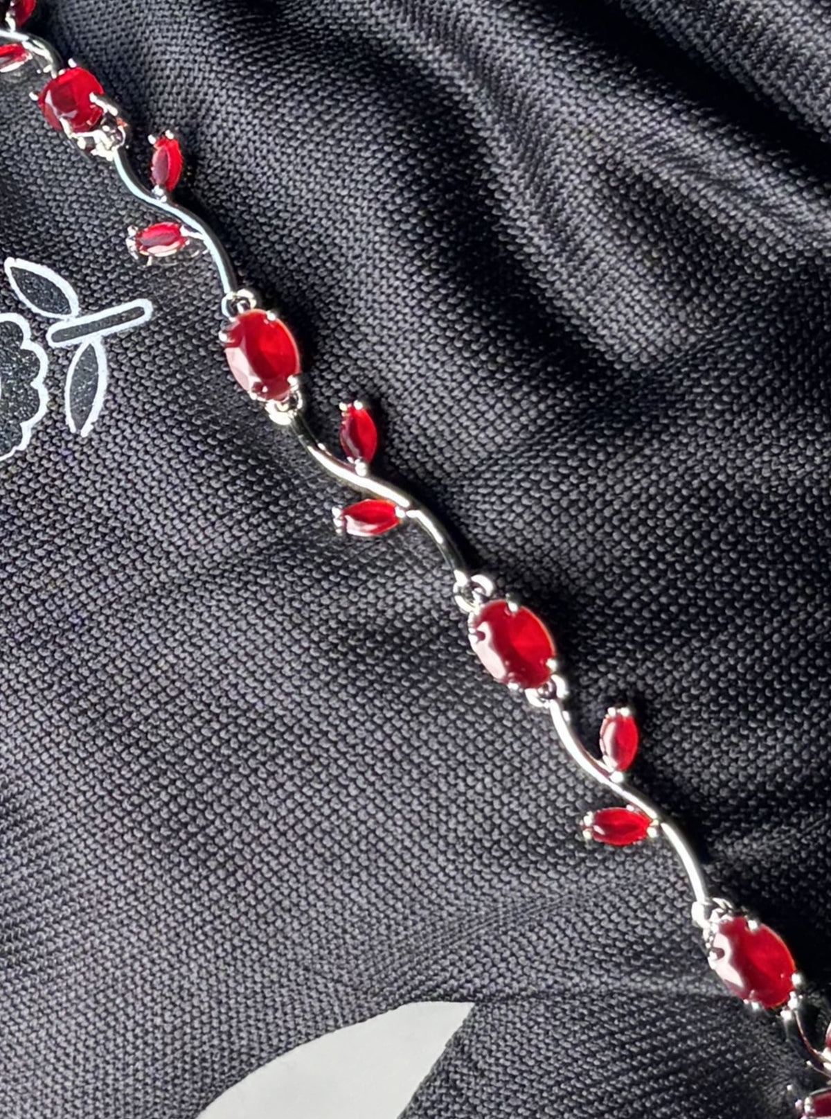 Elegant Red Stone Silver Bracelet | Women’s Fashion Jewelry